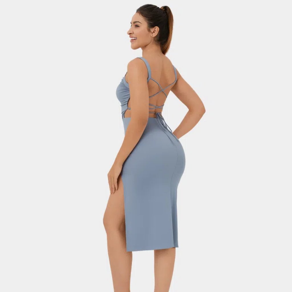 Elegant Blue Strappy Dress